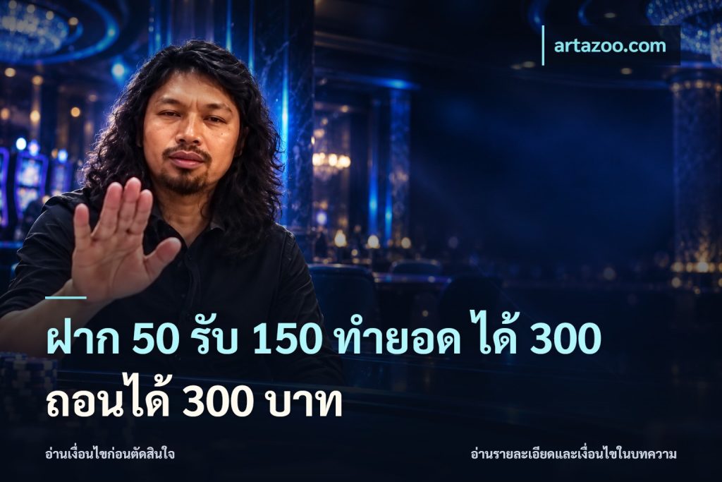 ฝาก 50 รับ 150 ทํายอด ได้ 300 ถอนได้ 300 บาท