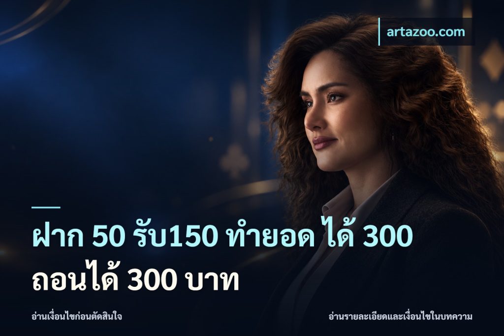 ฝาก 50 รับ150 ทำยอด ได้ 300 ถอนได้ 300 บาท
