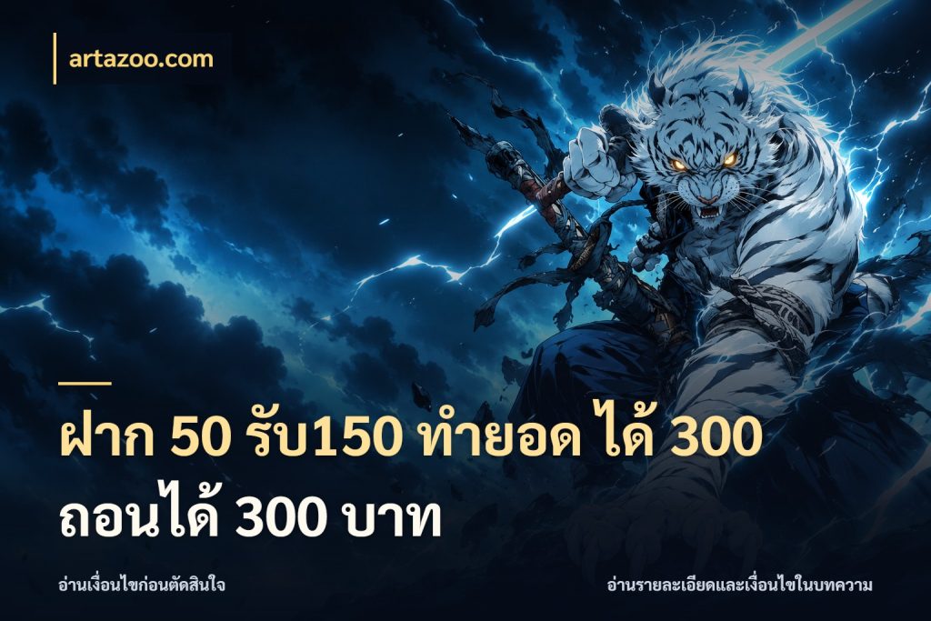 ฝาก 50 รับ150 ทำยอด ได้ 300 ถอนได้ 300 บาท สายโบนัสเลือกจังหวะสนุกได้อย่างไร ในมุม artazoo.com