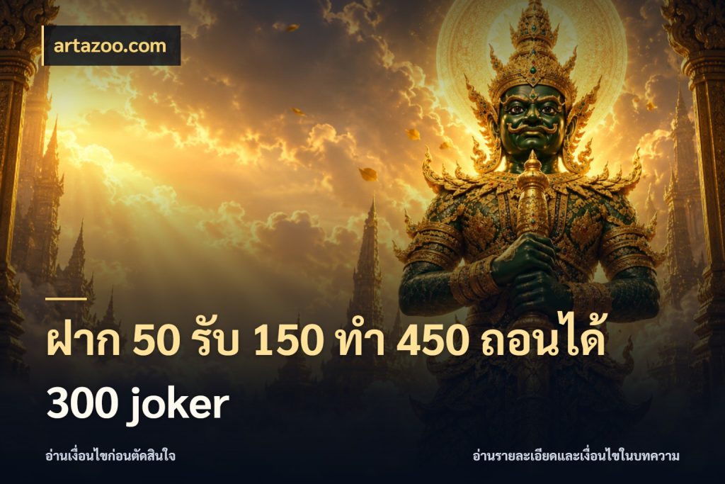 ฝาก 50 รับ 150 ทํา 450 ถอนได้ 300 joker เปิดมุมโปรให้เข้ากับเกมแนวโปรด สไตล์ artazoo.com