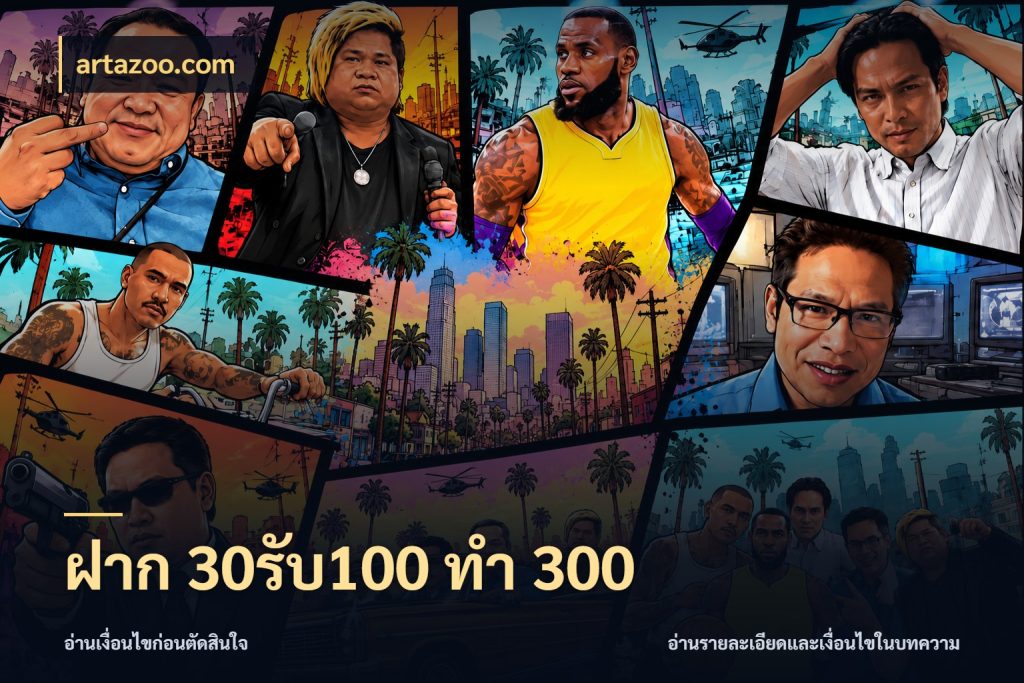 ฝาก 30รับ100 ทำ 300 เปิดมุมโปรให้เข้ากับเกมแนวโปรด ในมุม artazoo.com