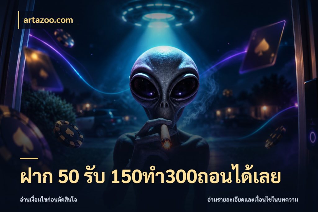 ฝาก 50 รับ 150ทำ300ถอนได้เลย artazoo.com สีสันของโปรฝากและยอดรับ