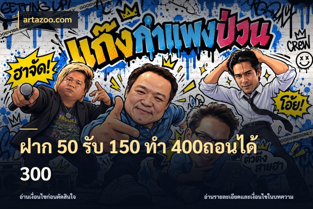 ฝาก 50 รับ 150 ทํา 400ถอนได้ 300 สีสันของโปรฝากและยอดรับ สไตล์ artazoo.com
