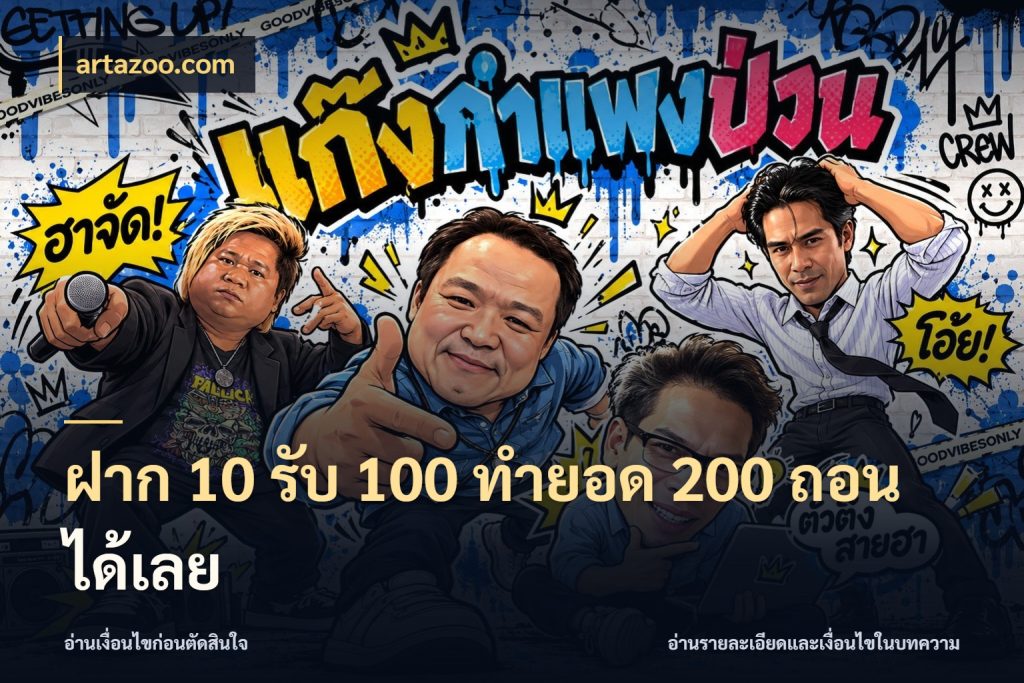 ฝาก 10 รับ 100 ทํายอด 200 ถอนได้เลย สายโบนัสเลือกจังหวะสนุกได้อย่างไร กับ artazoo.com