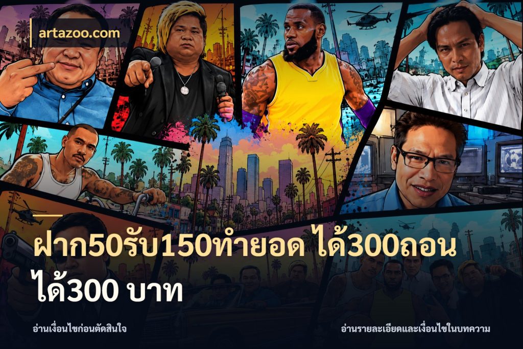 ฝาก50รับ150ทํายอด ได้300ถอนได้300 บาท ยอดฝากและยอดรับในมุมของคนชอบลุ้น สไตล์ artazoo.com