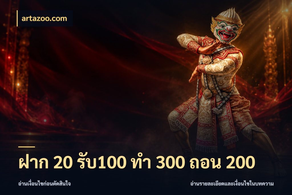 ฝาก 20 รับ100 ทํา 300 ถอน 200 จับประเด็นยอดรับก่อนเลือกความสนุก ในมุม artazoo.com
