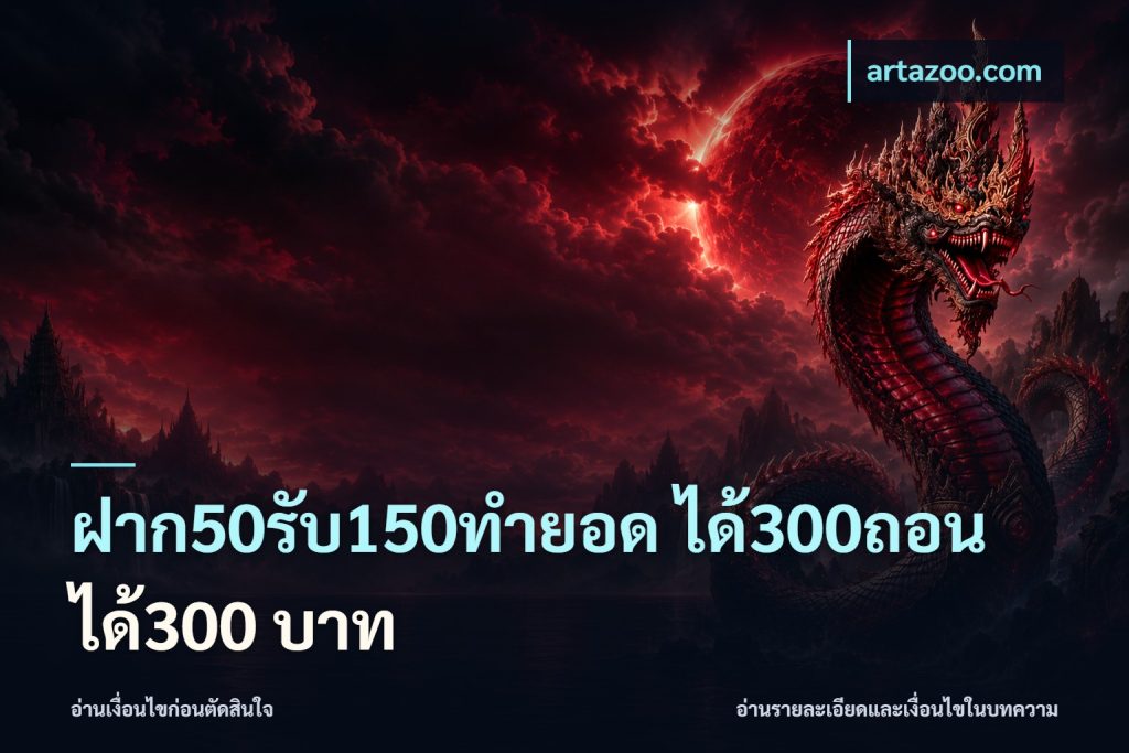 ฝาก50รับ150ทำยอด ได้300ถอนได้300 บาท