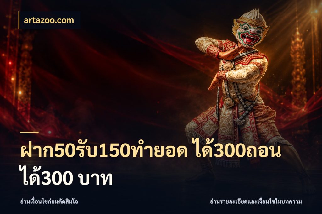 ฝาก50รับ150ทำยอด ได้300ถอนได้300 บาท จับประเด็นยอดรับก่อนเลือกความสนุก กับ artazoo.com