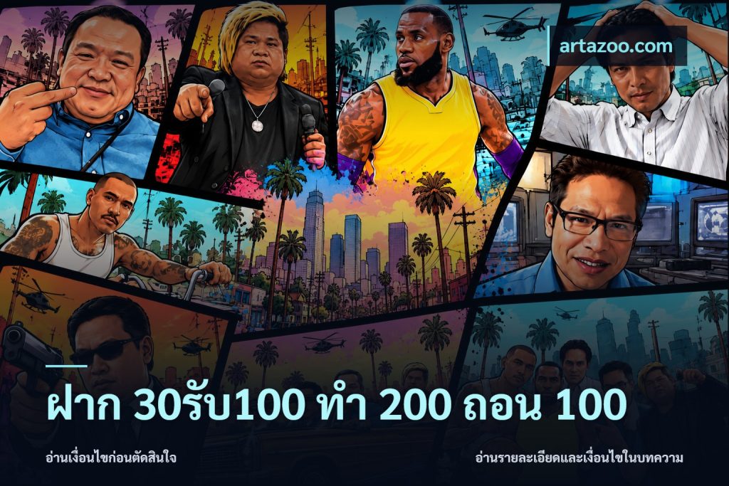 ฝาก 30รับ100 ทํา 200 ถอน 100