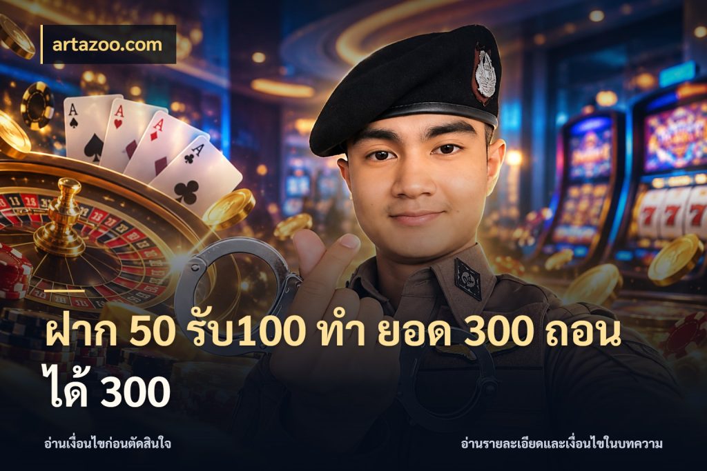 ฝาก 50 รับ100 ทํา ยอด 300 ถอนได้ 300 จับประเด็นยอดรับก่อนเลือกความสนุก สไตล์ artazoo.com