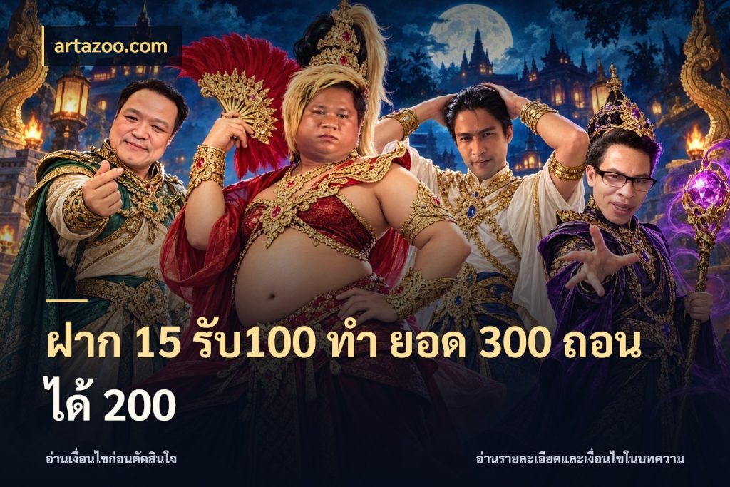ฝาก 15 รับ100 ทํา ยอด 300 ถอนได้ 200 ยอดฝากและยอดรับในมุมของคนชอบลุ้น ในมุม artazoo.com